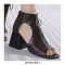 Peep Toe Front Zipper Snake Print Chunky Heels Sandals Boots - Auburn