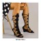 Peep Toe Gladiators Lace Up Wedges Sandals with Back Zipper - Black