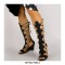 Peep Toe Gladiators Lace Up Wedges Sandals with Back Zipper - Black