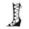 Peep Toe Gladiators Lace Up Wedges Sandals with Back Zipper - Black