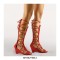 Peep Toe Gladiators Lace Up Wedges Sandals with Back Zipper - Red