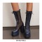 Round Toe Platforms Chunky Heels Transparent Summer Punk Rock Lace Up Boots - Blue