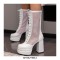 Round Toe Platforms Chunky Heels Transparent Summer Punk Rock Lace Up Boots - White