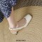 Square Toe Chunky Heels Leather Vintage Slingback Pumps - Beige