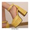 Square Toe Platforms Ankle Straps Croco Embbossed Chunky Heels Dorsay Pumps - Yellow