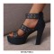 Peep Toe Ankle Buckle Straps Platforms Cuban Heels Gladiator Sandals Pumps - Blue