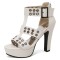 Peep Toe Ankle Buckle Straps Platforms Cuban Heels Gladiator Sandals Pumps - White