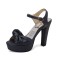 Peep Toe Platforms Knot Decorated Chunky Heels Ankle Buckle Straps Summer Sandals - Blue