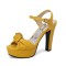 Peep Toe Platforms Knot Decorated Chunky Heels Ankle Buckle Straps Summer Sandals - Yellow