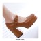 Round Toe Chunky Heels Buckle Straps Matte Platforms Mary Janes Shoes - Auburn