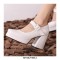 Round Toe Chunky Heels Buckle Straps Matte Platforms Mary Janes Shoes - White
