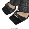 Square Open Toe Rhinestones Crusted Wedge Lock Design Fold Over Summer Wedges Sandals - Black Sequined Cloth