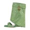 Square Open Toe Rhinestones Crusted Wedge Lock Design Fold Over Summer Wedges Sandals - Green Sequined Cloth