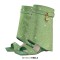 Square Open Toe Rhinestones Crusted Wedge Lock Design Fold Over Summer Wedges Sandals - Green Sequined Cloth