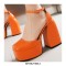 Square Toe Platforms Ankle Straps Croco Embbossed Chunky Heels Dorsay Pumps - Orange