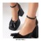 Peep Toe Platforms Chunky Heels Ankle Buckle Straps Tassel Decorate Matte Sandals - Black