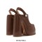 Round Toe Chunky Heels Platforms Versatile Sole Summer Sandals Pumps  - Brown
