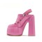 Round Toe Chunky Heels Platforms Versatile Sole Summer Barbie Sandals Pumps - Pink