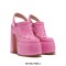 Round Toe Chunky Heels Platforms Versatile Sole Summer Barbie Sandals Pumps - Pink