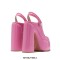 Round Toe Chunky Heels Platforms Versatile Sole Summer Barbie Sandals Pumps - Pink