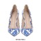 Pointed Toe Stiletto Heels Nicaea Pottery Print Classic Pumps  - Blue