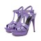 Italian Heels Ankle T Straps Peep Toe Platforms Brand Design Stiletto Sandals - Lavender Patent