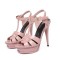 Italian Heels Ankle T Straps Peep Toe Platforms Brand Design Stiletto Sandals - Pink Patent