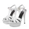 Italian Heels Ankle T Straps Peep Toe Platforms Brand Design Stiletto Sandals - White Patent
