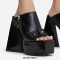 Peep Toe Chunky Heels Side Zipper Platforms Mules Slippers Sandals - Black