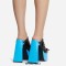 Peep Toe Chunky Heels Side Zipper Platforms Mules Slippers Sandals - Blue