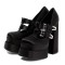 Chunky Heels Round Toe Mary Janes Punk Gothic Platforms Pumps Sandals - Black