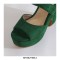 Peep Toe Platforms Chunky Heels Suede Summer Sandals Pumps - Green