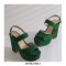 Peep Toe Platforms Chunky Heels Suede Summer Sandals Pumps - Green