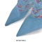Pointed Toe Rhinestones Fold Over Wedges Flock Boots - Blue