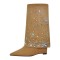 Pointed Toe Rhinestones Fold Over Wedges Flock Boots - Brown