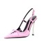 Pointed Toe Cross-tied Lace Up Curved Stiletto Heels Back Straps Pumps - Pink