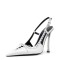Pointed Toe Cross-tied Lace Up Curved Stiletto Heels Back Straps Pumps - White