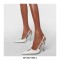 Pointed Toe Cross-tied Lace Up Curved Stiletto Heels Back Straps Pumps - White