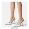 Pointed Toe Cross-tied Lace Up Curved Stiletto Heels Back Straps Pumps - White