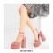Peep Toe Chunky Heels Ankle Straps Rivet Decorated Bling Platforms Pumps - Pink