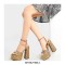 Peep Toe Chunky Heels Ankle Straps Rivet Decorated Bling Platforms Pumps - Gold