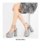 Peep Toe Chunky Heels Ankle Straps Rivet Decorated Bling Platforms Pumps - Silver