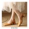 Square Toe Medium Designed Chunky Heels Slingback Sandals Pumps - Apricot