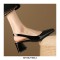 Square Toe Medium Designed Chunky Heels Slingback Sandals Pumps - Black