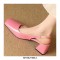 Square Toe Medium Designed Chunky Heels Slingback Sandals Pumps - Pink