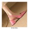 Square Toe Medium Designed Chunky Heels Slingback Sandals Pumps - Pink