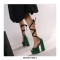 Peep Toe Chunky Heels Ribbon Lace Up Straps Platforms Pumps - Green