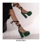 Peep Toe Chunky Heels Ribbon Lace Up Straps Platforms Pumps - Green