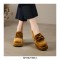 Round Toe Chunky Heels Butterfly Ribbon Knot Casual Loafers Pumps - Yellow