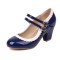 Round Toe Chunky Heels Lolita Vintage Mary Janes Double Straps Platforms Pumps - Blue